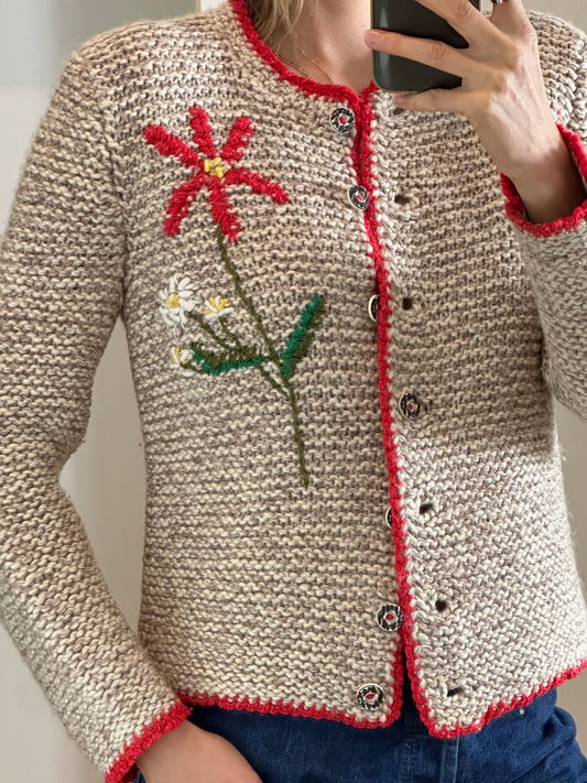 Vintage Hand Knit Wool Cardigan S/M