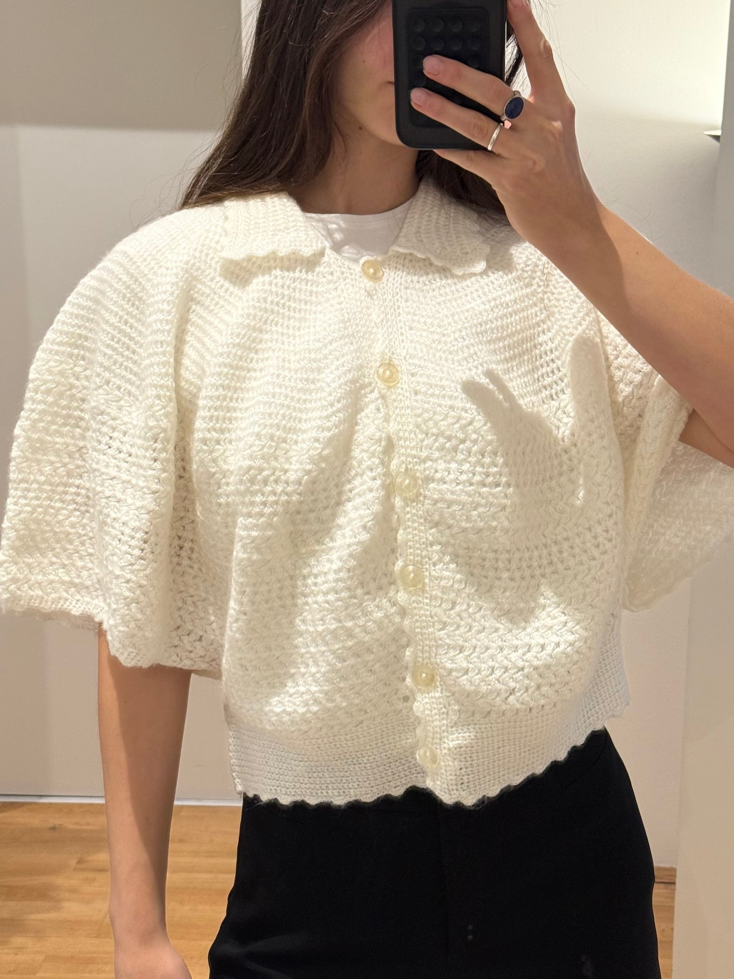 Vintage Off White Handmade Cardigan Sweater M