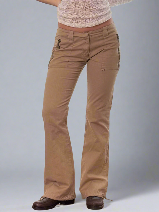 Vintage 100% Cotton Khaki Cargo Trousers S/M 36/38