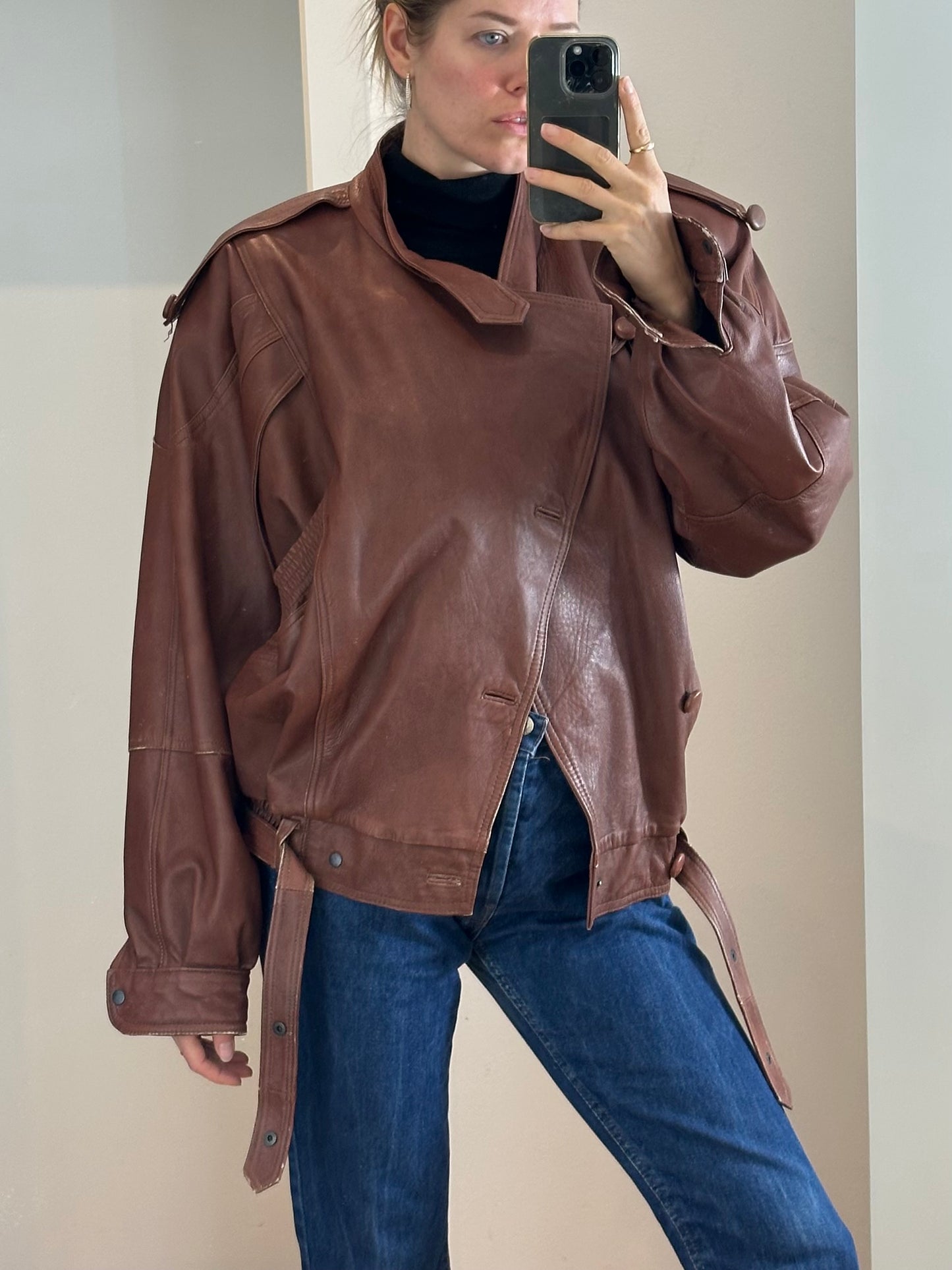 Vintage Brown Leather Jacket L