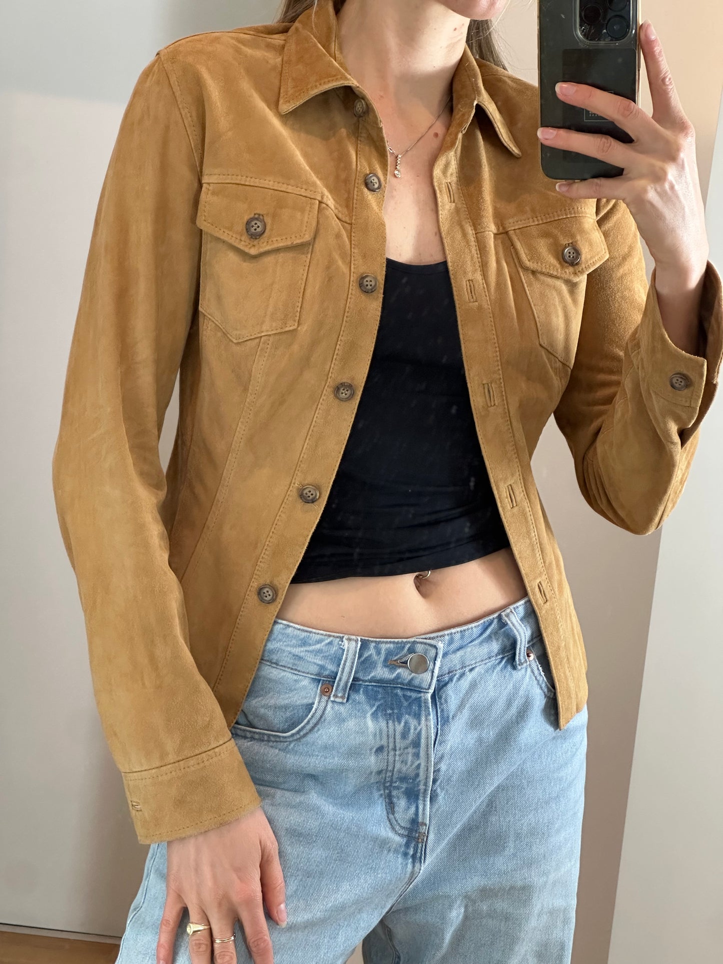 Vintage Suede Leather Shirt XS