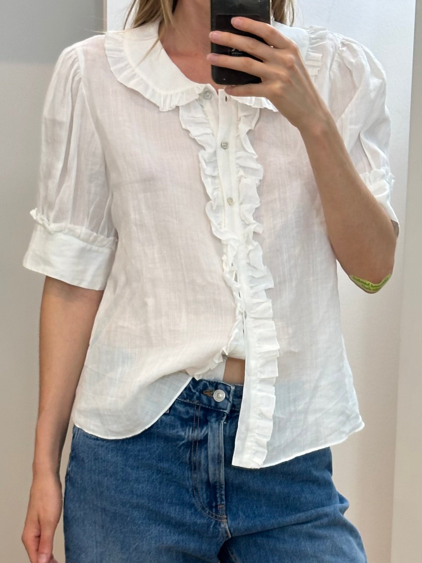 White Linen Blouse M