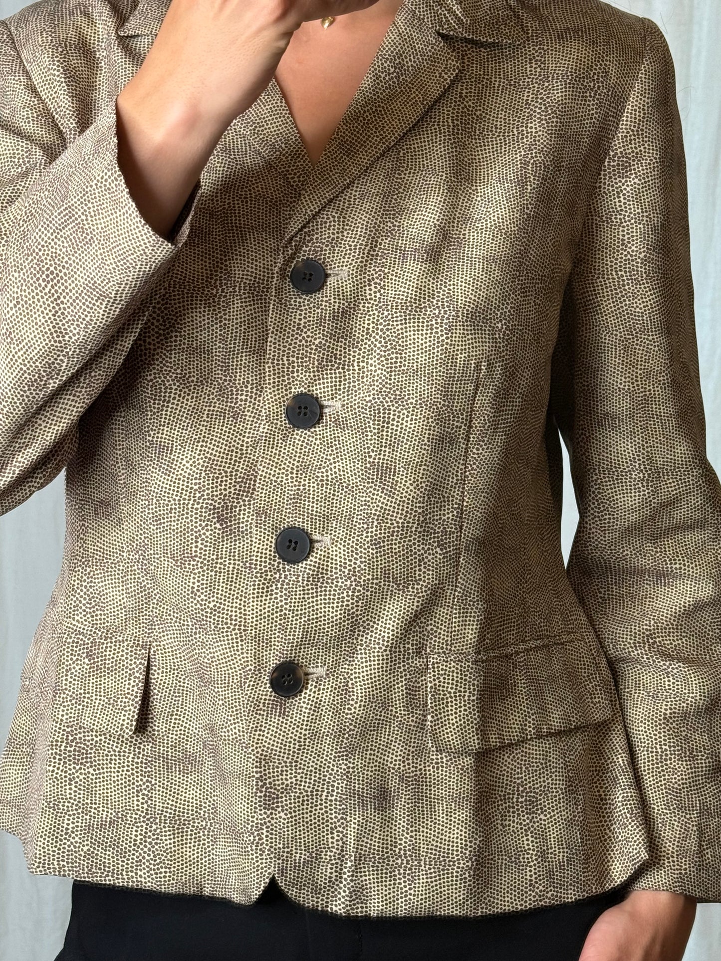 Vintage 100% Silk Blazer Reptile Print Jacket S/M