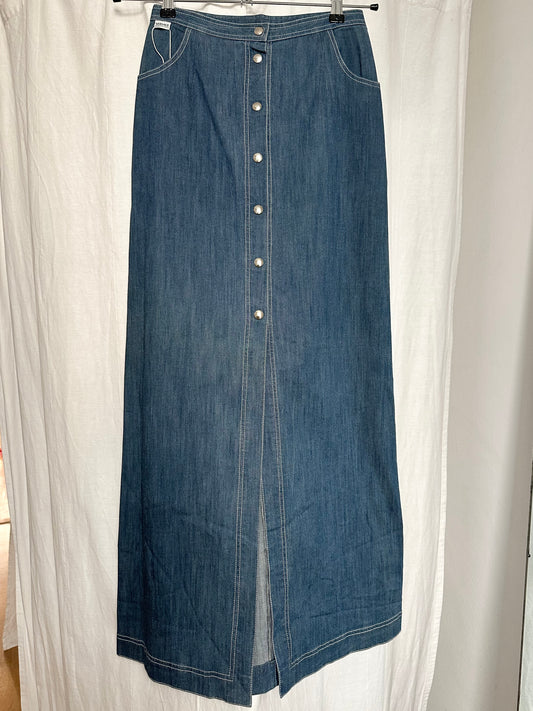 Vintage VERSACE Denim Maxi Skirt XS