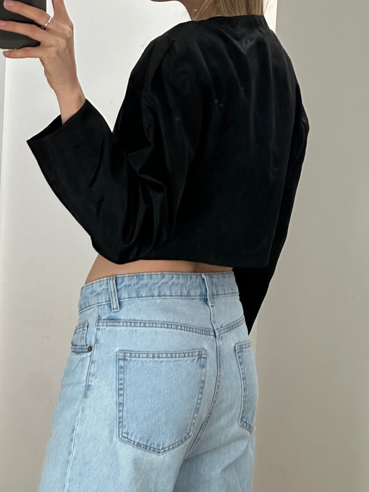 Vintage Black Cropped Jacket M