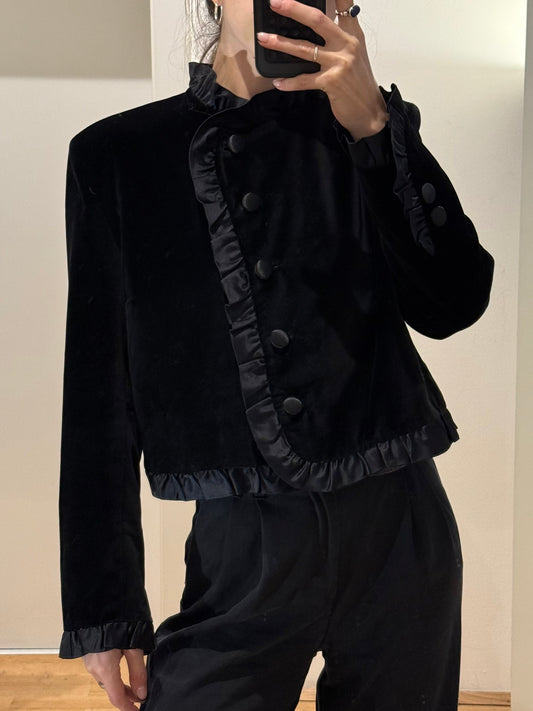 Vintage 100% Cotton Black Velvet Jacket M