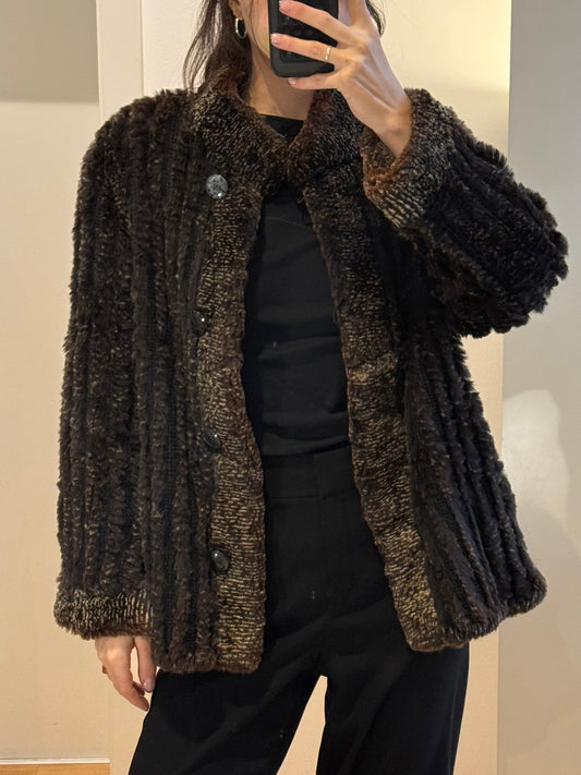 Vintage 100% Genuine Fur Brown Multicolor Short Coat