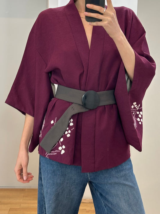 Japanese Purple Haori Kimono Jacket One Size