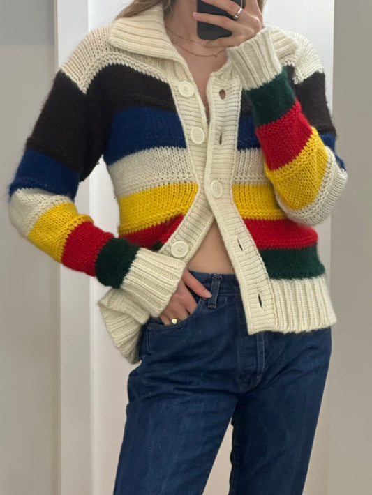 Vintage Colorful Mohair Blend Cardigan M
