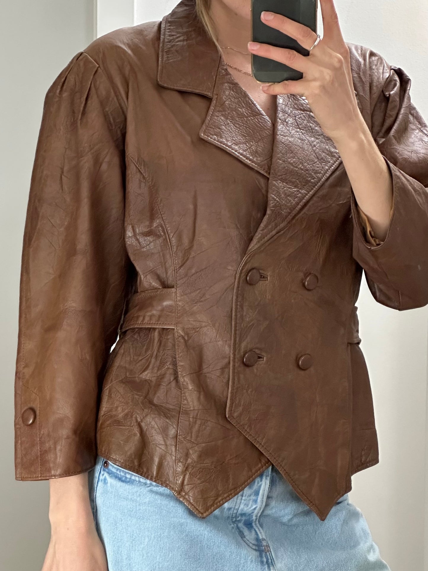 Vintage Brown Leather Jacket M