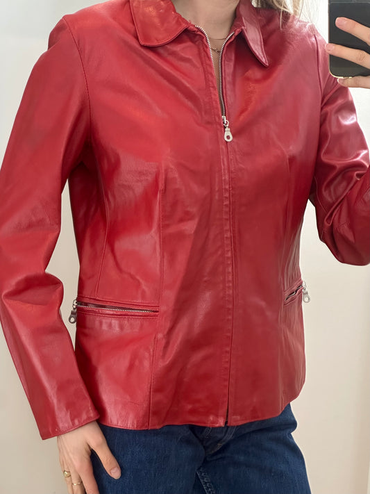 Vintage Red Leather Jacket S
