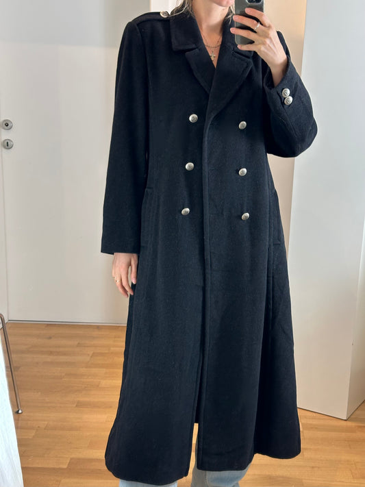 Vintage Dark Gray Wool Maxi Coat M/L