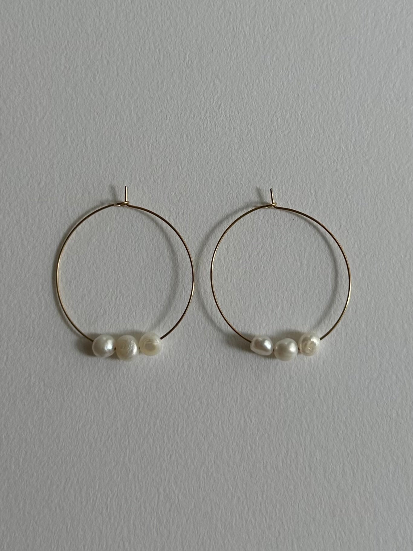Golden Hoop & Freshwater Pearl Earrings