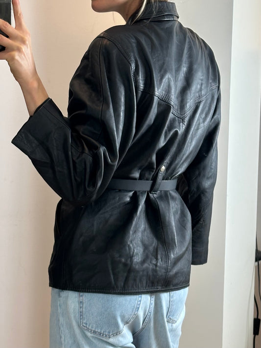 Vintage Black Leather Jacket M