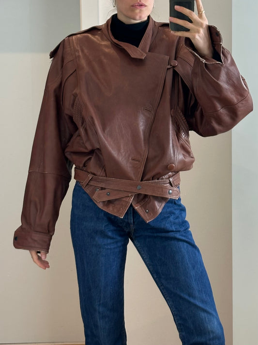 Vintage Brown Leather Jacket L