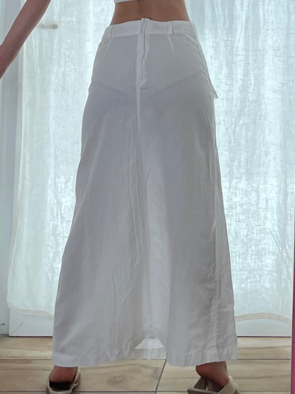 Vintage 100% Linen White Maxi Skirt M