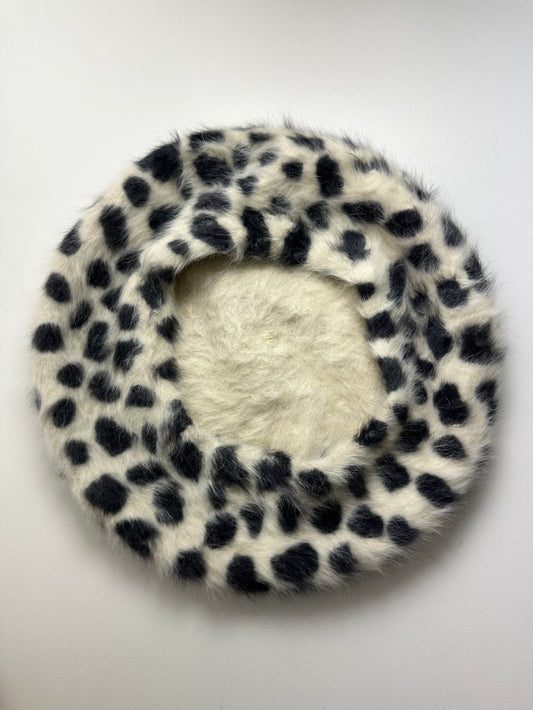 Vintage Black & White Mohair Beret