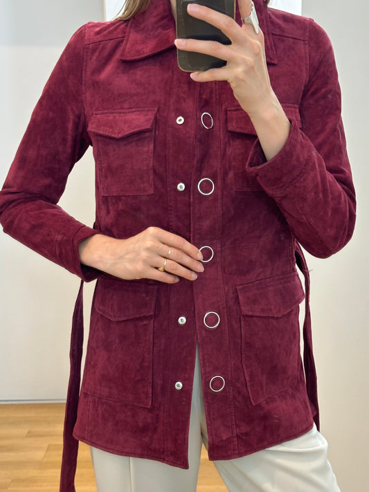 Red Burgundy Suede Leather Jacket XS