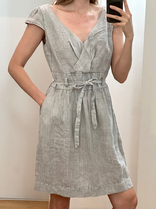 100% Linen Midi Dress M
