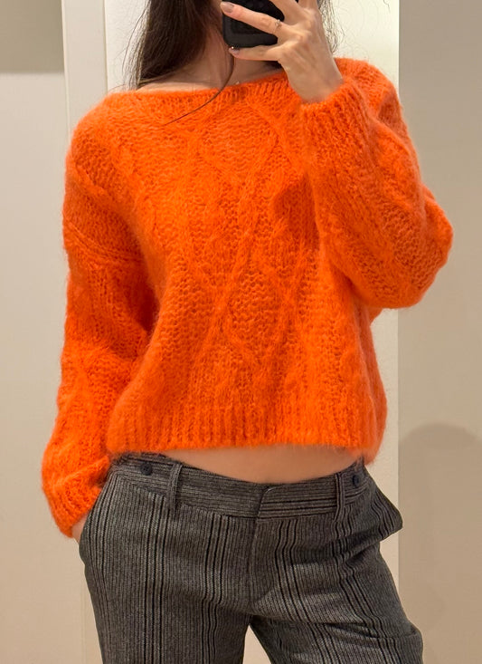 Vintage Orange Wool Pullover Sweater M
