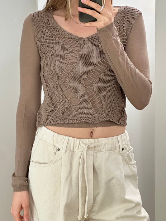 Vintage Taupe Knit Top S