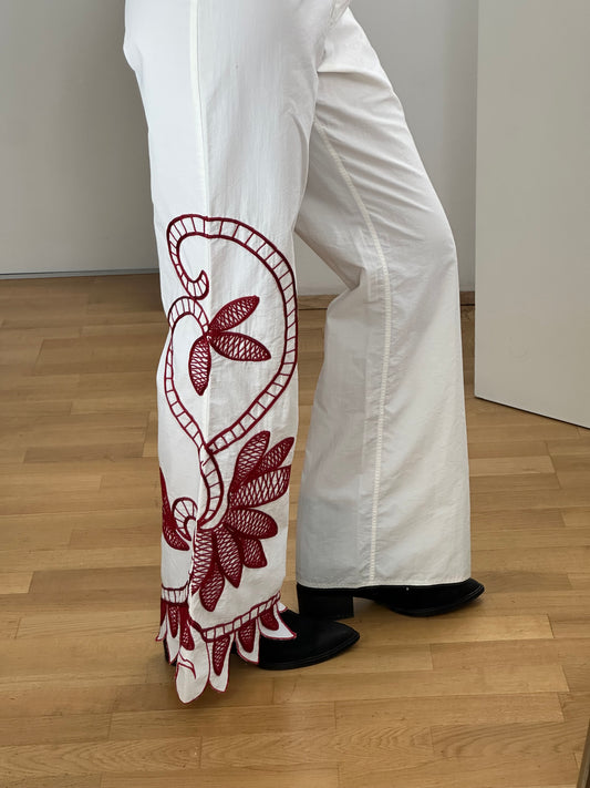 Vintage White Flared Trousers M