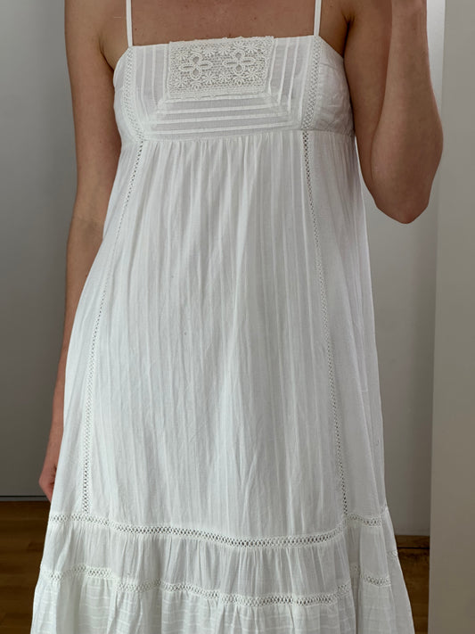 White Cotton Maxi Dress S