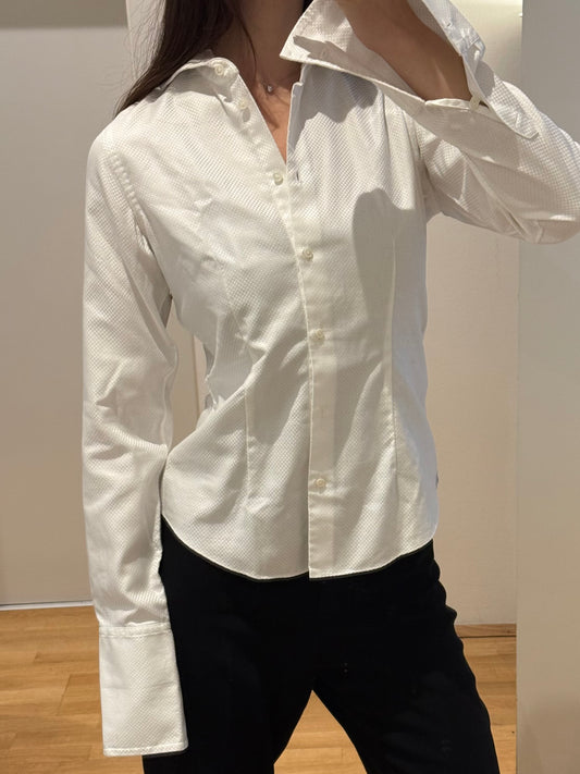 Vintage 100% Cotton Button Down Fitted Blouse S