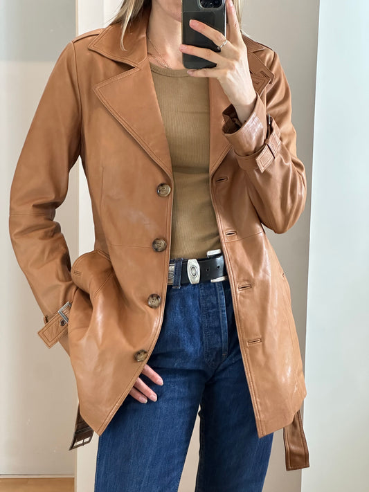 Brown Nappa Leather Jacket M