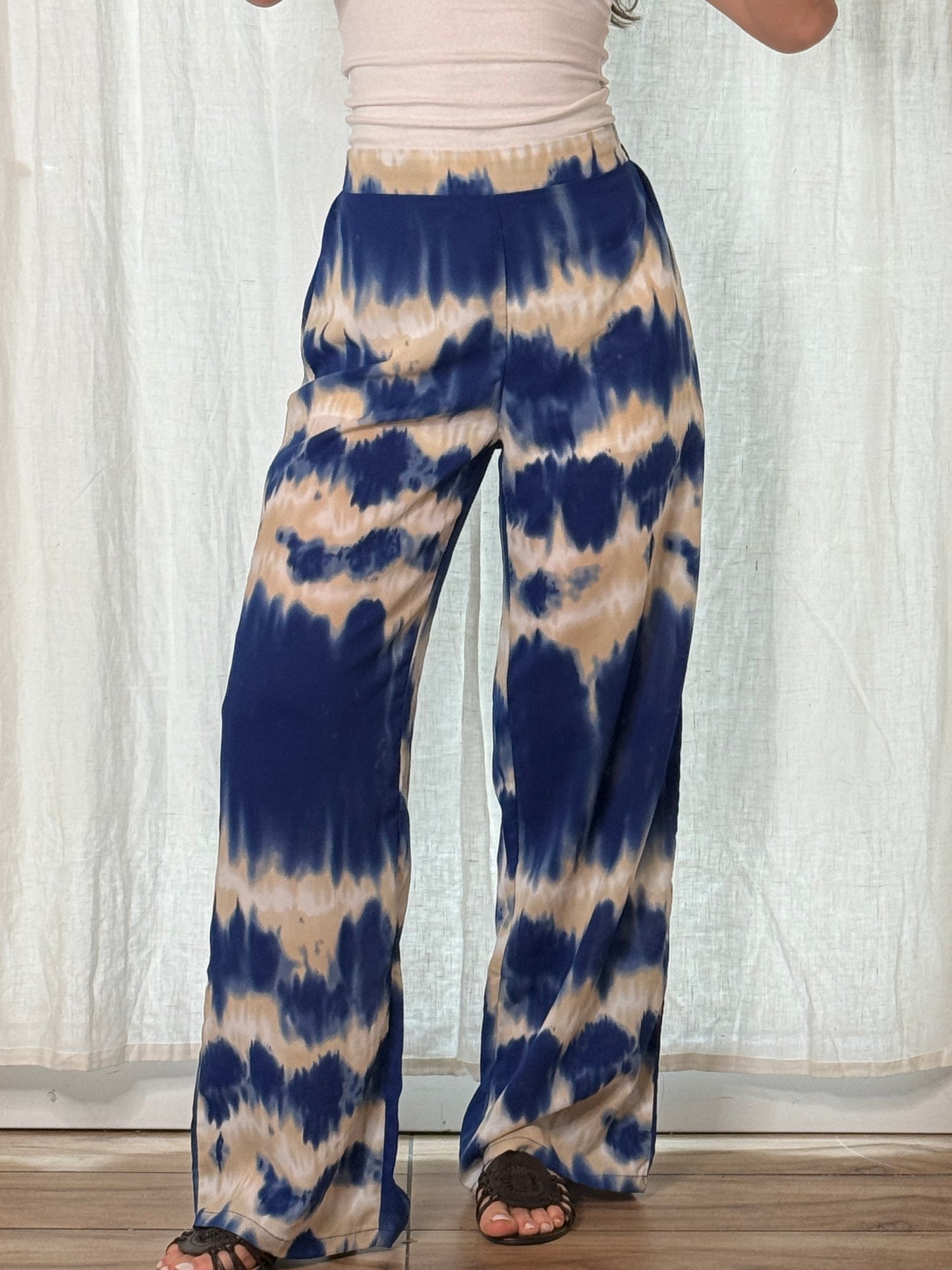 High Waisted Tie Dye Wide Leg Trousers XS/S