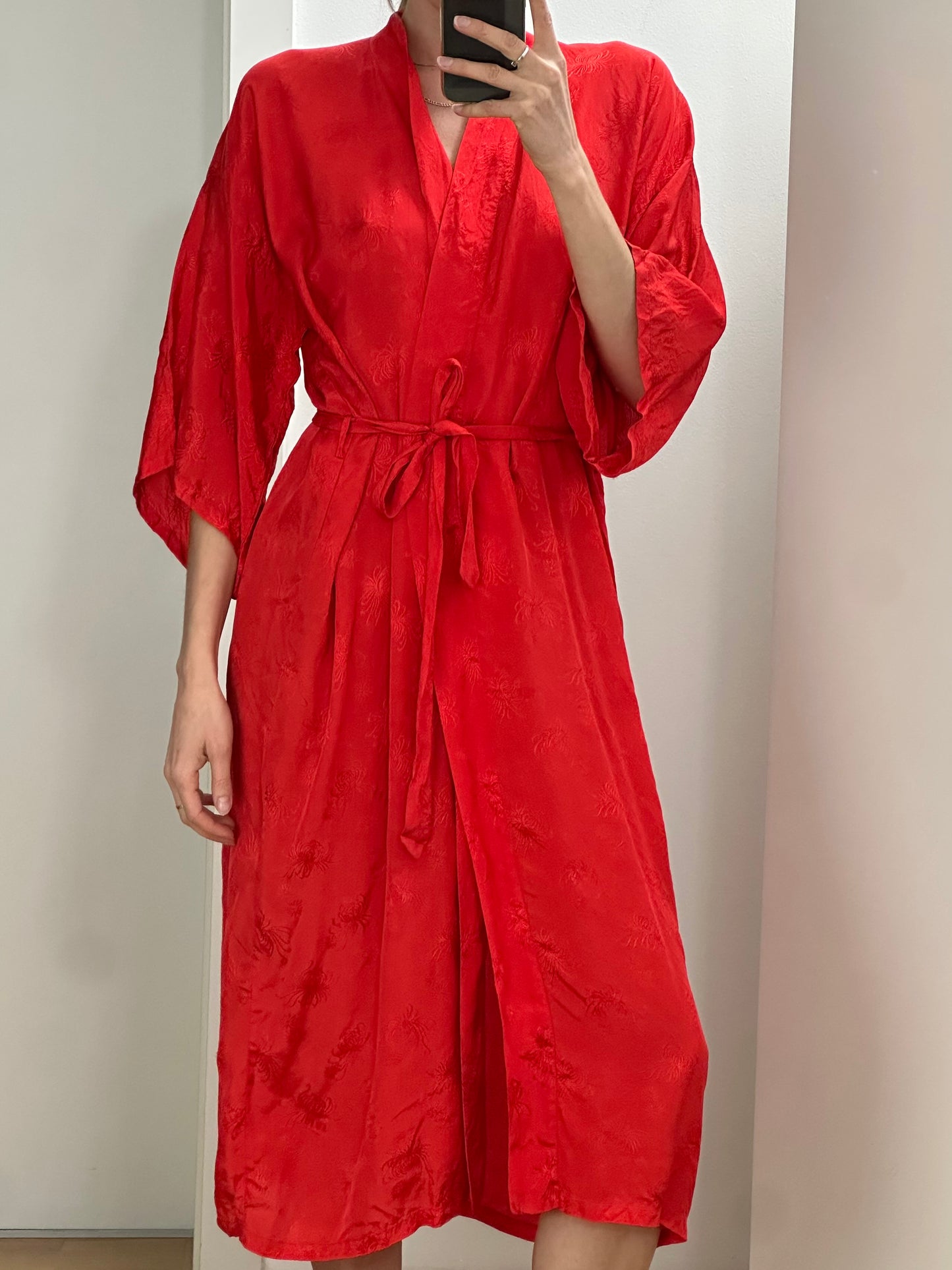 Vintage Red Kimono One Size