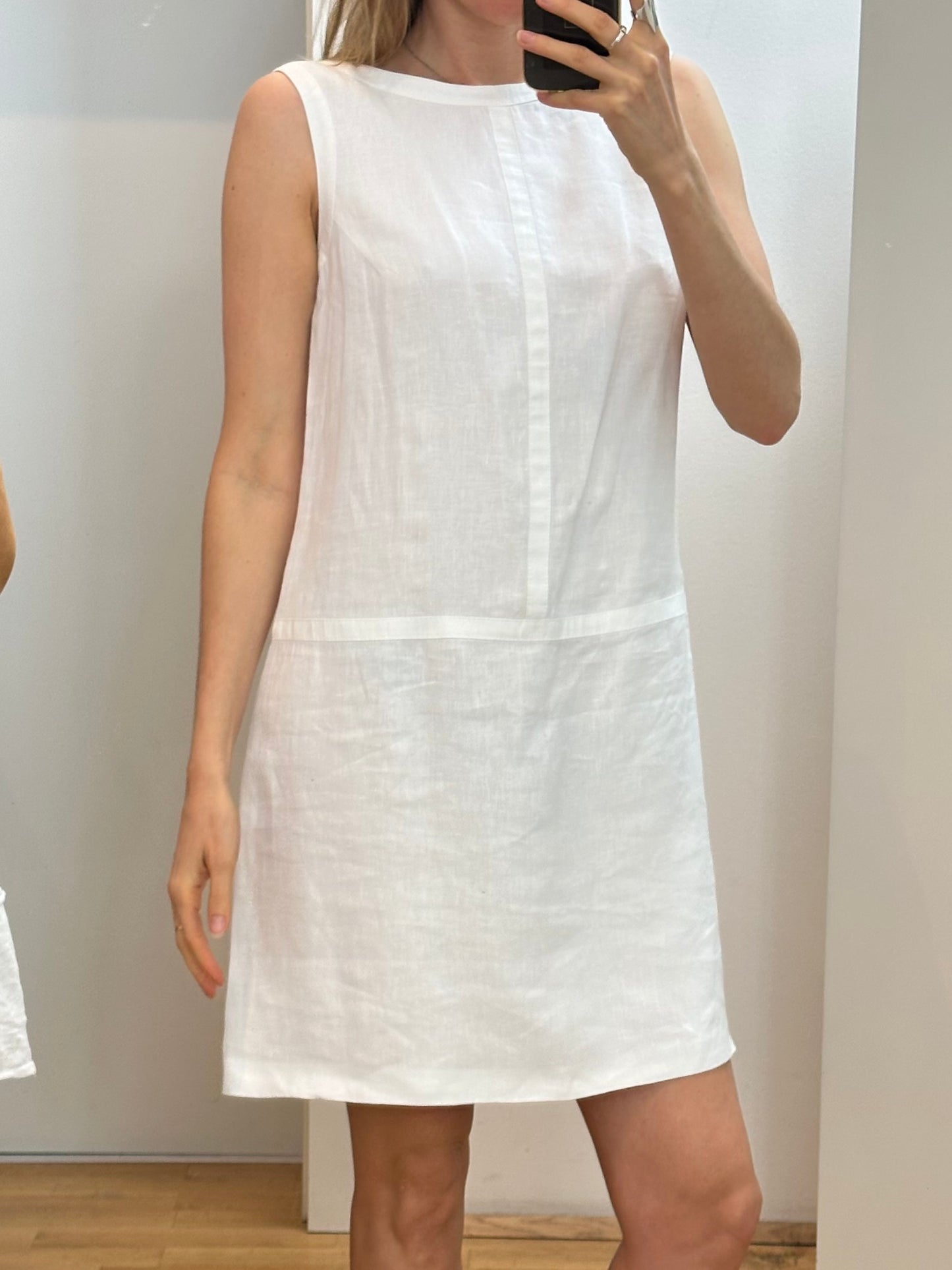 Vintage White Linen Dress M