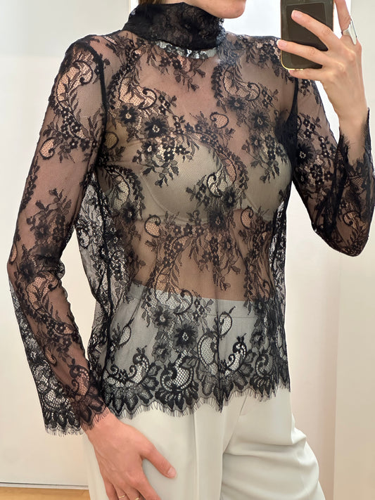 New Vicolo Black Lace Blouse M