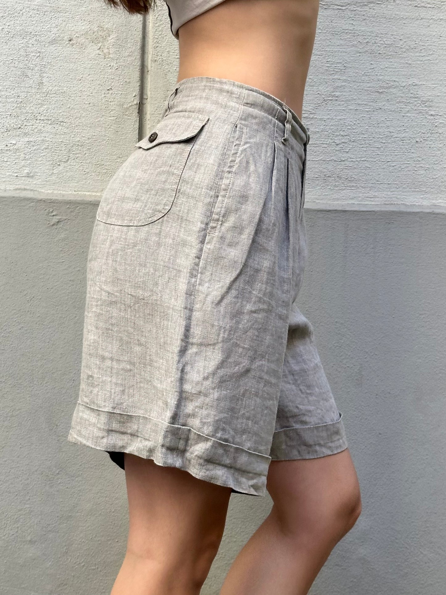 Vintage 100% Linen Brown High Waisted Shorts XS/S