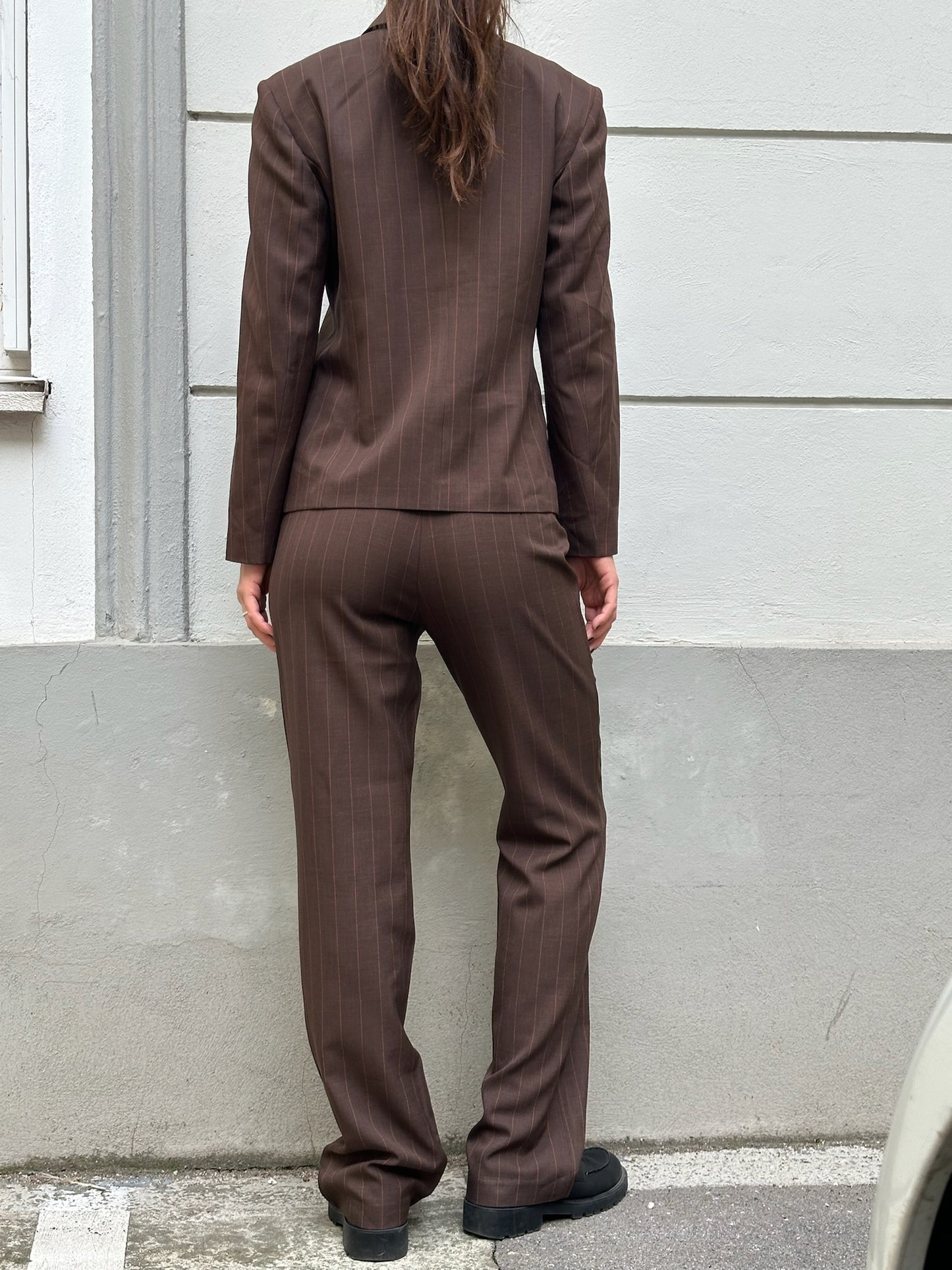 Vintage Brown Pintstripe 2-Piece Blazer & Trousers Set S/M