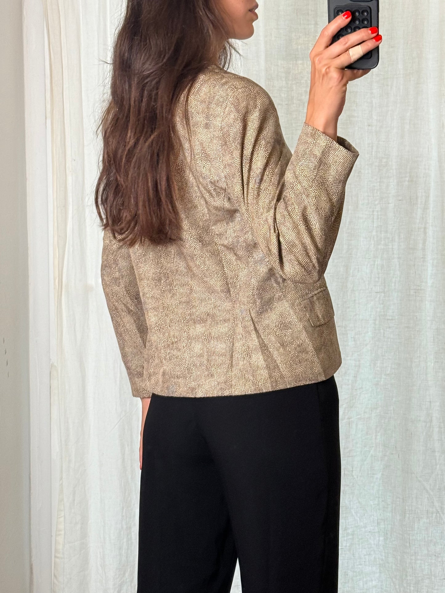 Vintage 100% Silk Blazer Reptile Print Jacket S/M