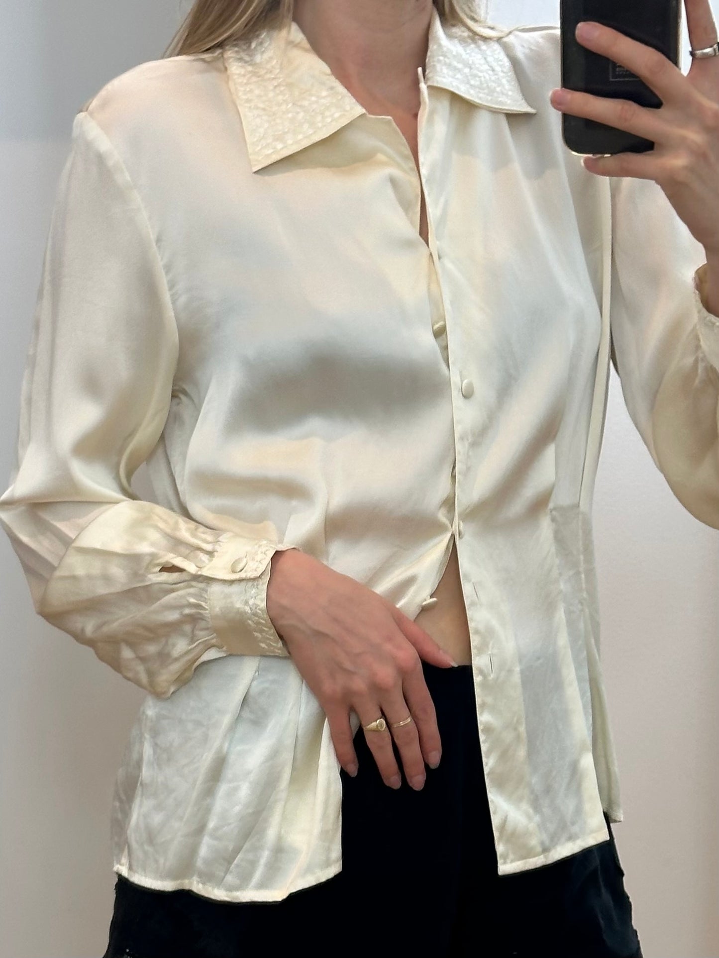 Vintage Cream Silk Blouse S/M
