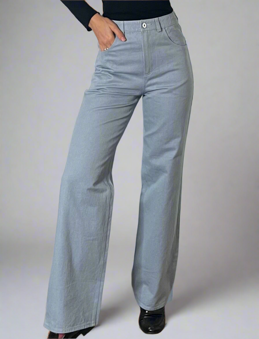Vintage Light Blue Wide/Straight Leg Trousers S EU 36