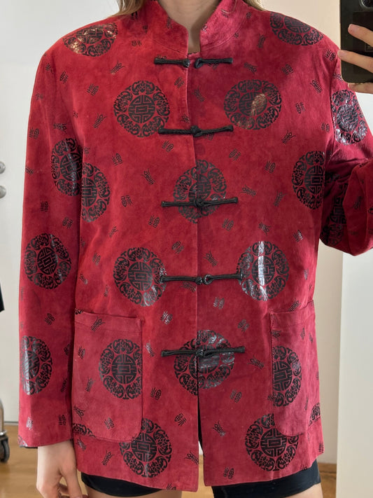 Vintage Red Suede Leather Jacket M/L