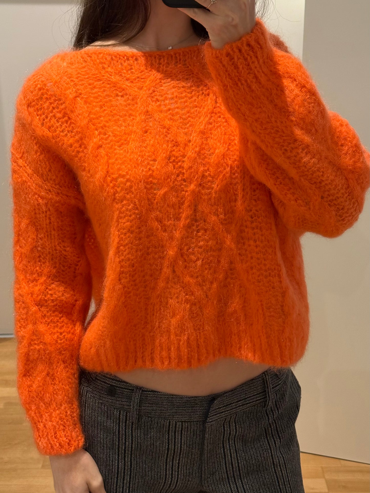 Vintage Orange Wool Pullover Sweater M