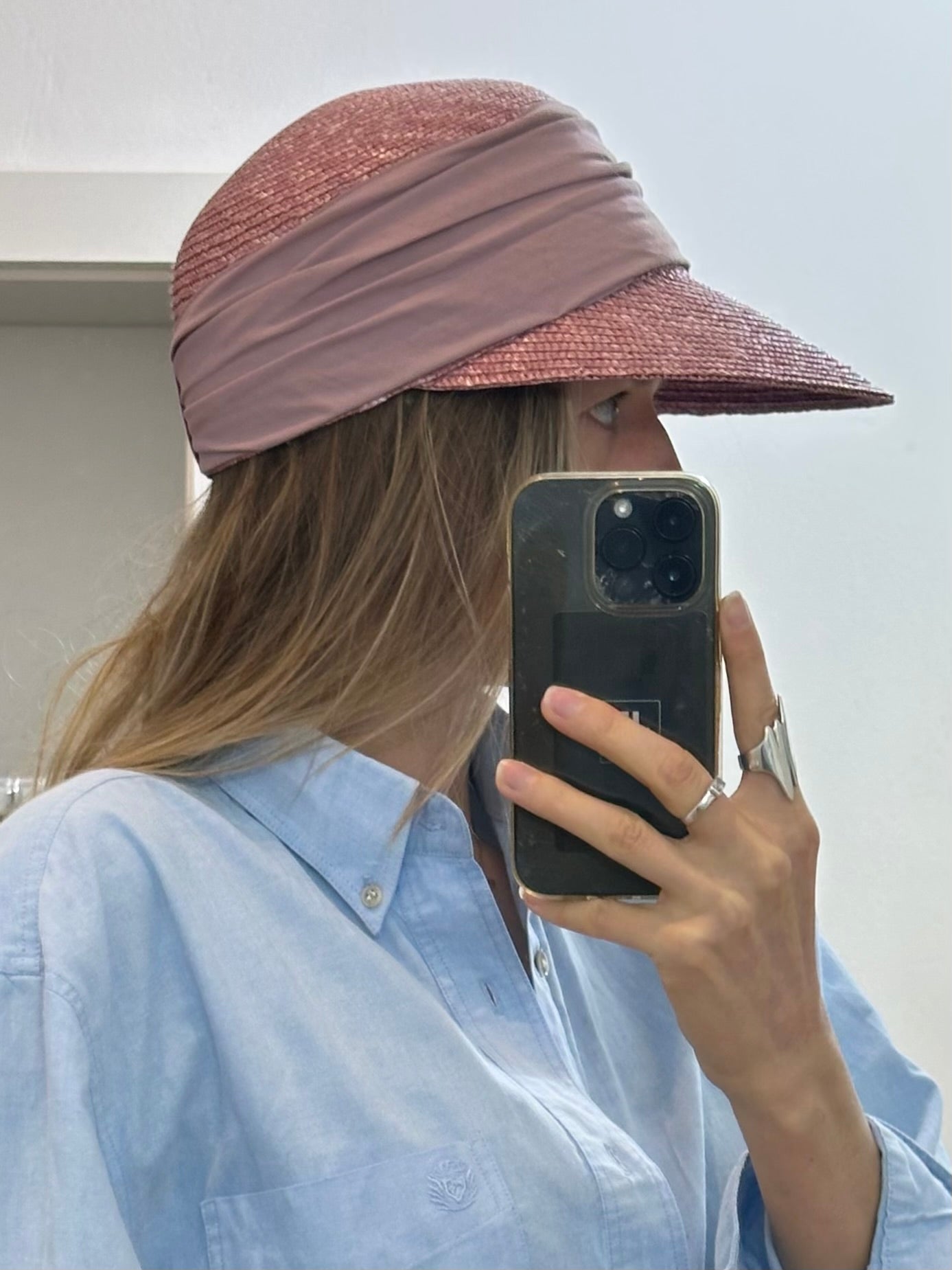 Pink Straw Sun Cap