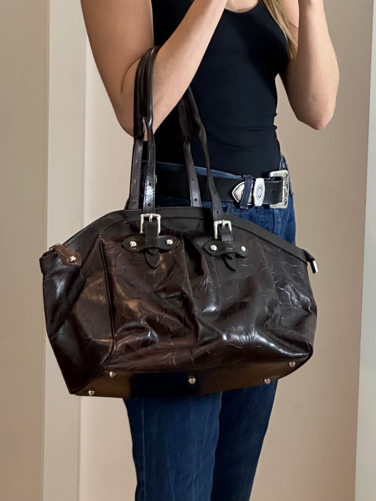 Vintage Brown Leather Bag L