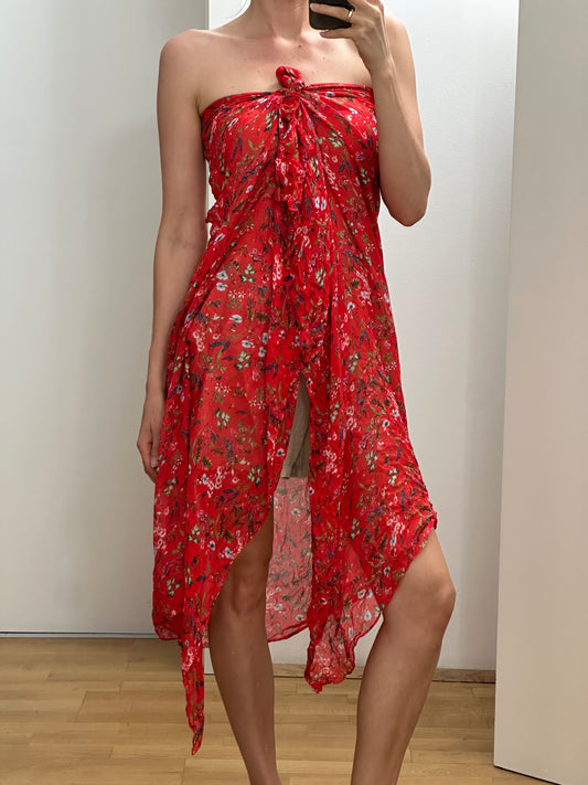 Red Floral Scarf