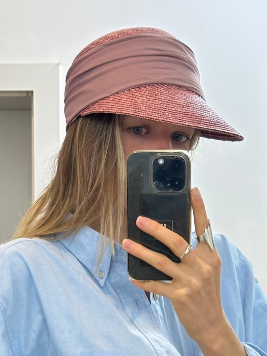 Pink Straw Sun Cap
