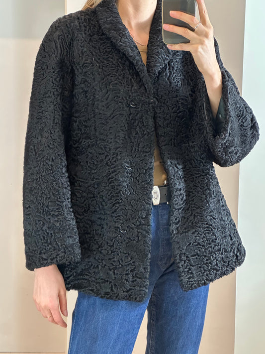 Vintage Black Shearling Jacket M