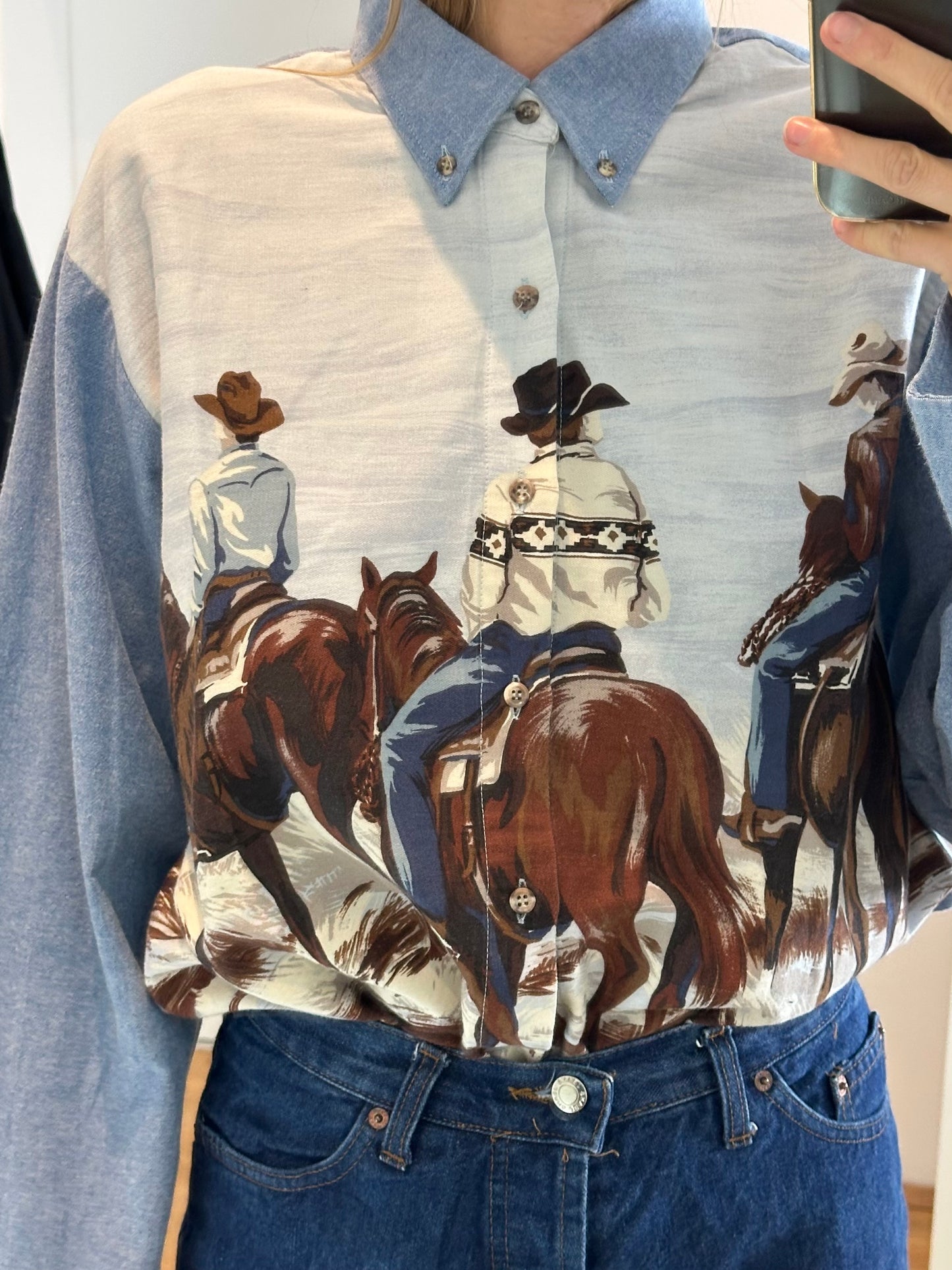 Vintage Cowboy Button Down XL