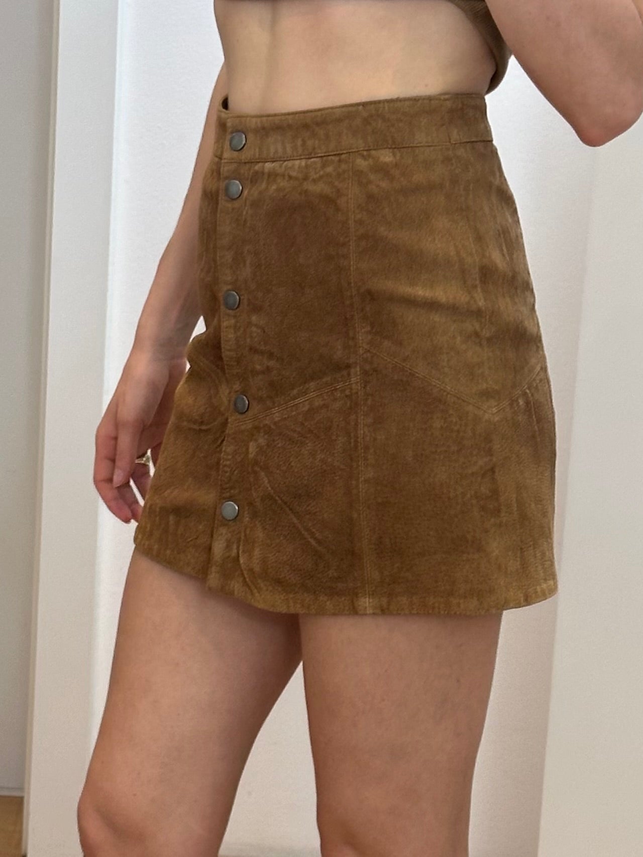 Vintage Suede Leather Mini Skirt XS