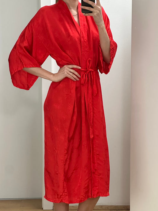 Vintage Red Kimono One Size