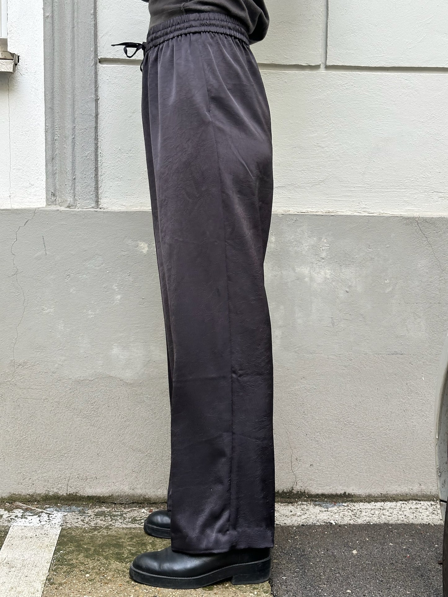 Dark Gray Satin Wide Leg Trousers S EU 36