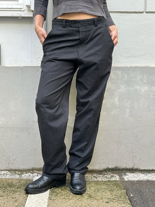 Vintage Wool Blend Striped Trousers M EU 38